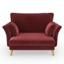 GRADE A1 - Red Velvet Armchair Loveseat and Footstool Set - Thea