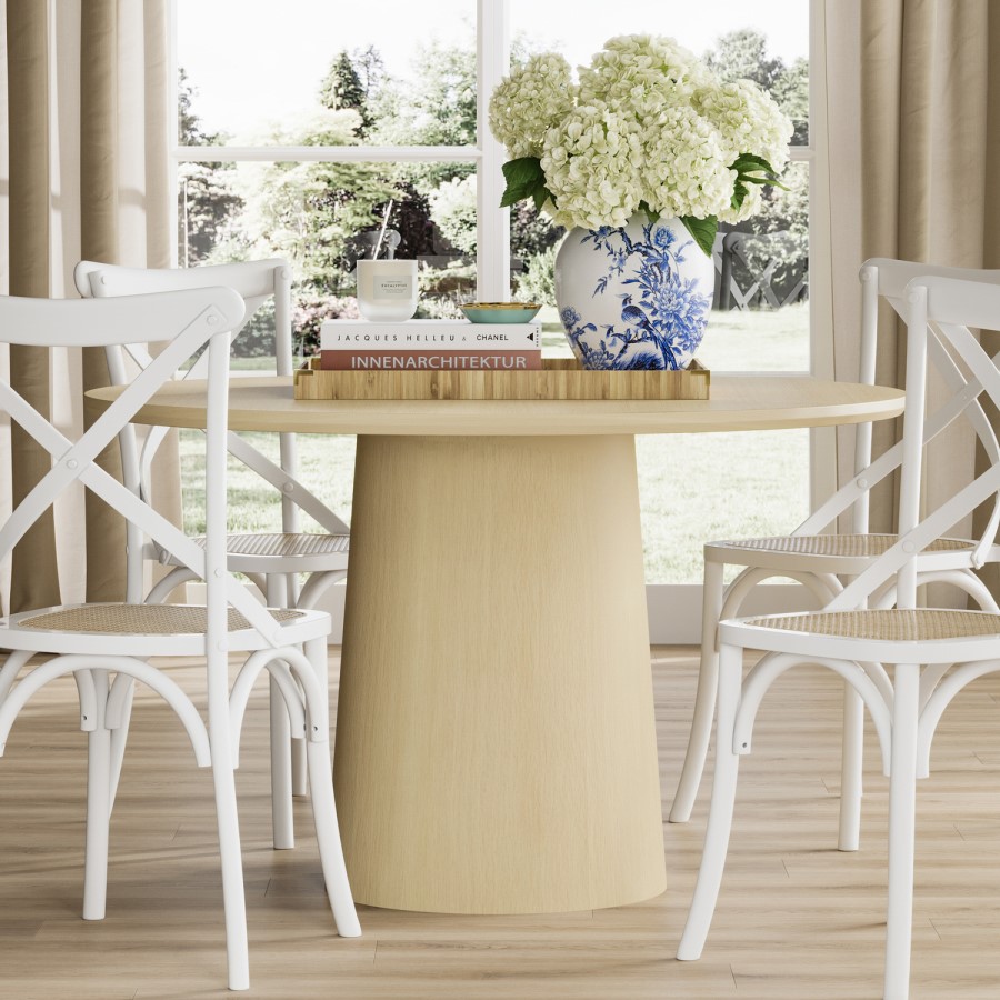 Round Ash Pedestal Dining Table - Seats 4 - Theodore