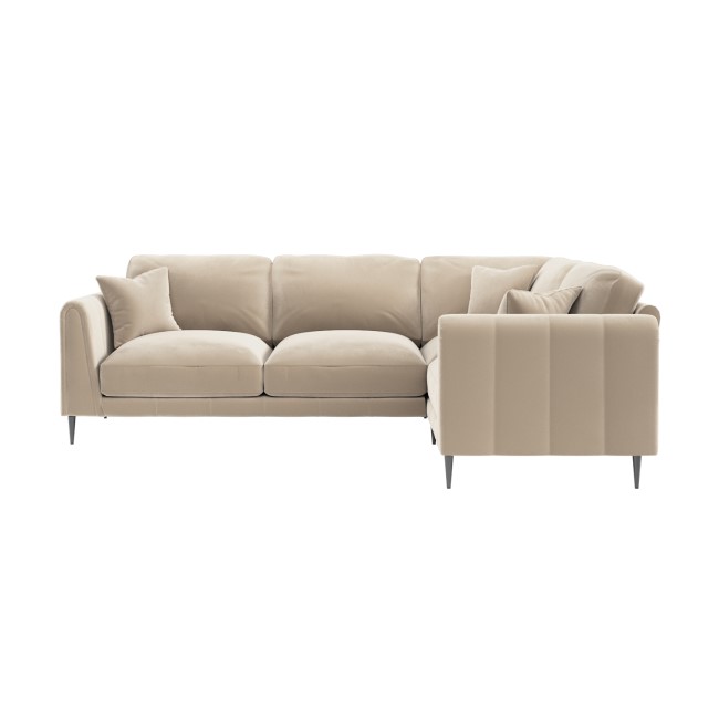 Beige Velvet 3 Seater Right Hand Corner Sofa - Tahlia