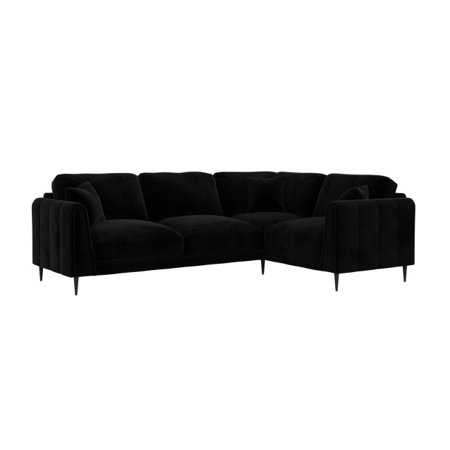 Black Velvet 3 Seater Corner Sofa - Tahlia