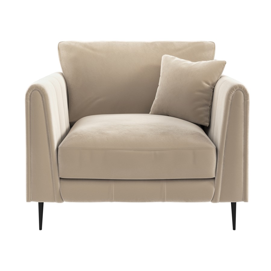 Beige Velvet Love Seat - Tahlia
