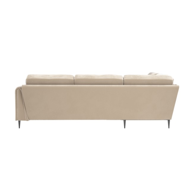 Beige Velvet 3 Seater Left Hand Facing Corner Sofa - Tahlia