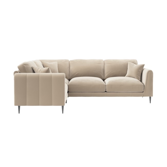 Beige Velvet 3 Seater Left Hand Facing Corner Sofa - Tahlia