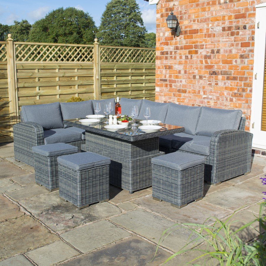 Rowlinson Large Grey Rattan Garden Corner Sofa Set - Thornbury Range
