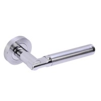 Internal Silver Polished/Satin Chrome Lever Fire Door Handle with Latch and Hinges Pack - 75mm Latch - Tiber - XL Joinery