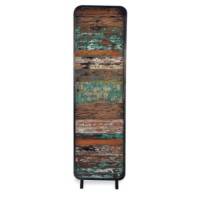 Recycled Boat Retro Tall Cabinet with Shelves and Door
