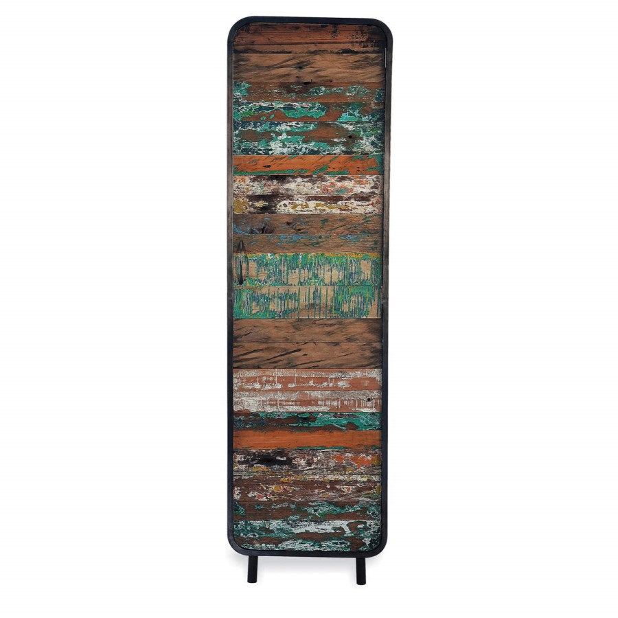 Recycled Boat Retro Tall Cabinet with Shelves and Door