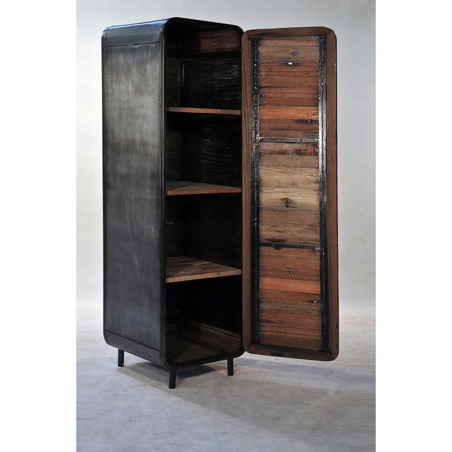 Recycled Boat Retro Tall Cabinet with Shelves and Door