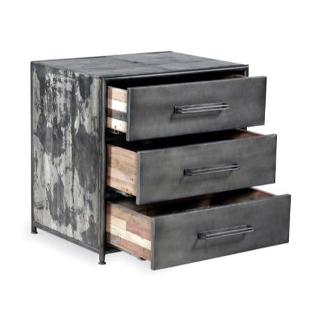 Recycled Boat and Drum Cube Side Table with 3 Drawers