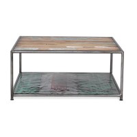 Recycled Boat and Drum Coffee Table with Shelf