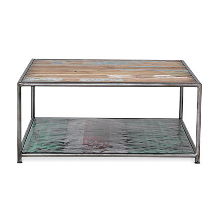 Recycled Boat and Drum Coffee Table with Shelf
