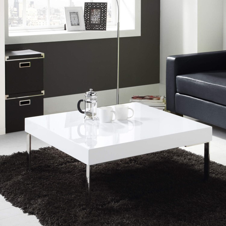 Square Gloss Coffee Table in White - Tiffany