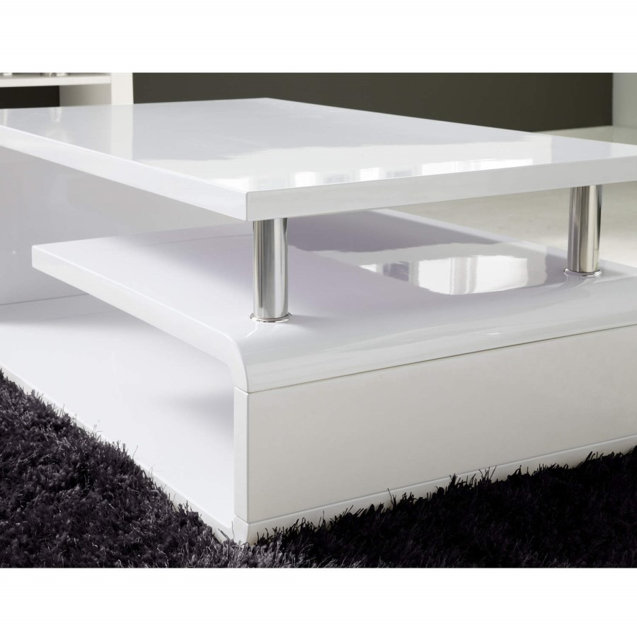 GRADE A3 - Tiffany White  High Gloss Asymmetrical Coffee Table