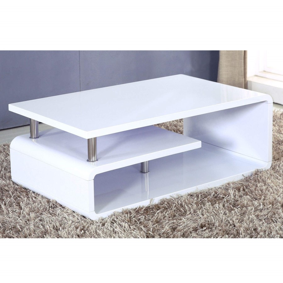 GRADE A3 - Tiffany White  High Gloss Asymmetrical Coffee Table