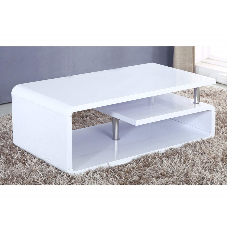 GRADE A3 - Tiffany White  High Gloss Asymmetrical Coffee Table