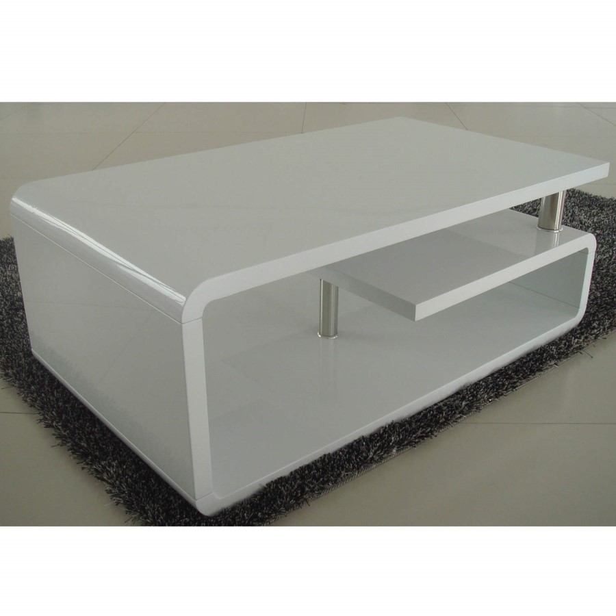 GRADE A3 - Tiffany White  High Gloss Asymmetrical Coffee Table