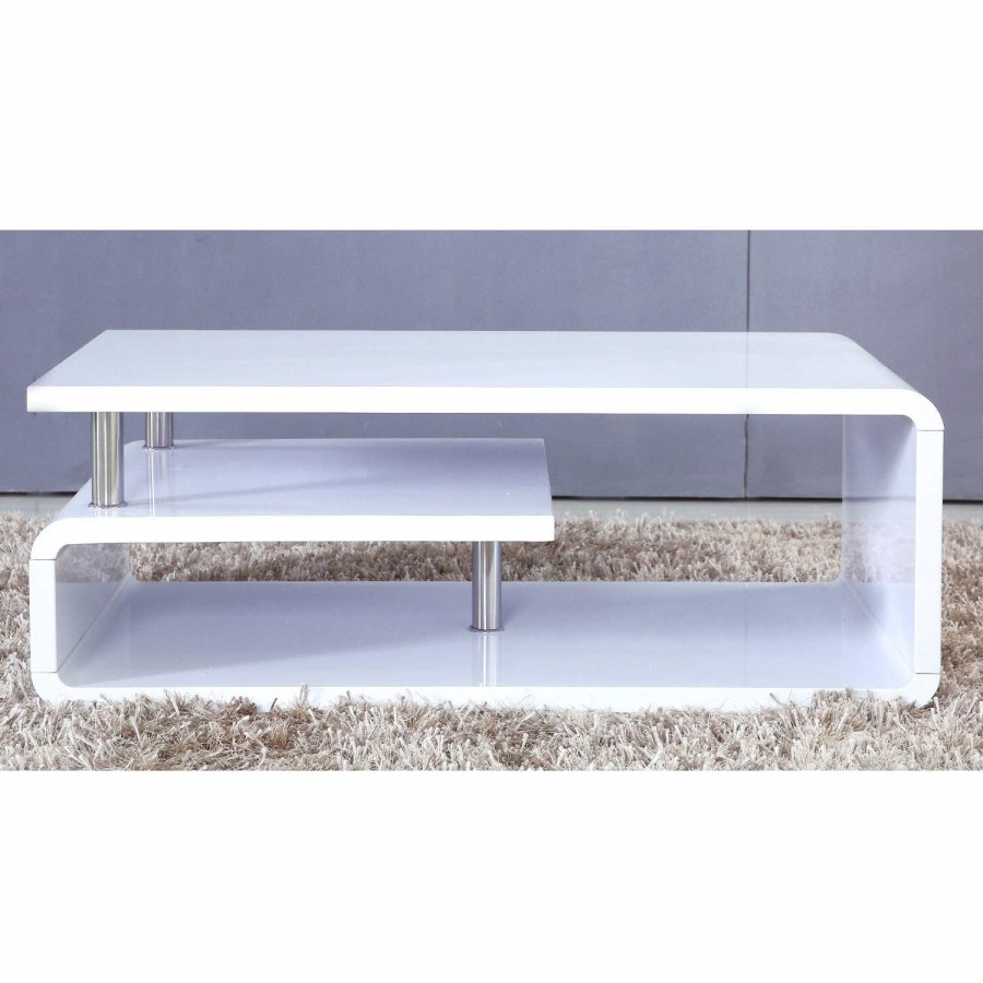 GRADE A3 - Tiffany White  High Gloss Asymmetrical Coffee Table