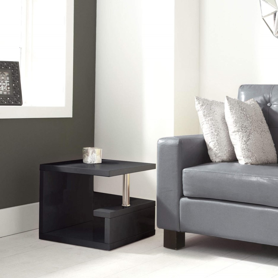 Black High Gloss Side Table Artemis Range Furniture123