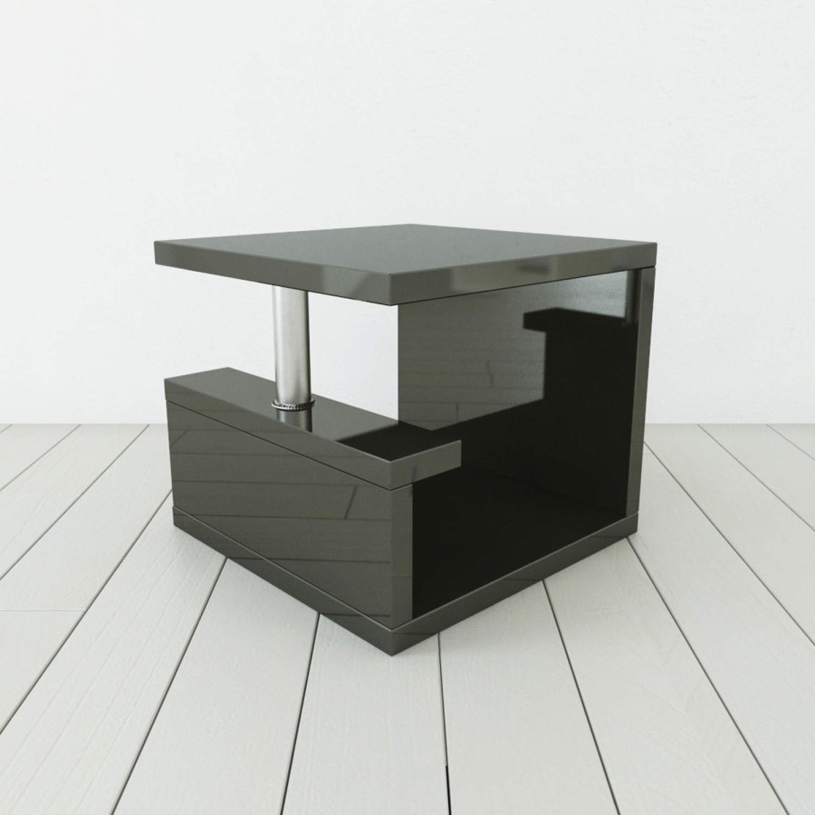 GRADE A1 - Artemis High Gloss Square Black Side Table