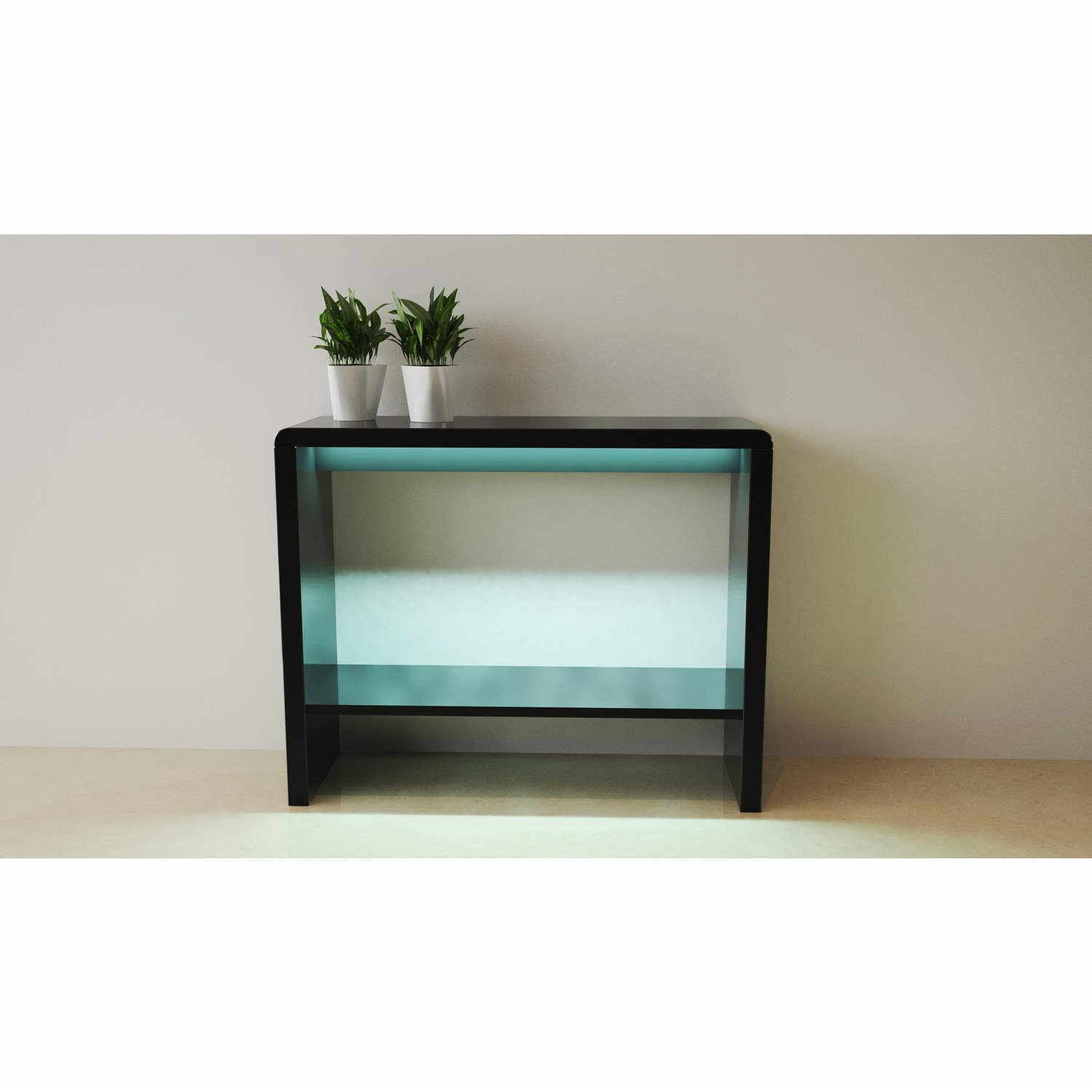 GRADE A1 - Tiffany Black High Gloss LED Console Table - Furniture123