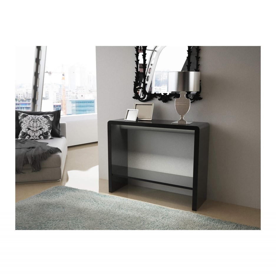 GRADE A1 Tiffany Black High Gloss LED Console Table Furniture123