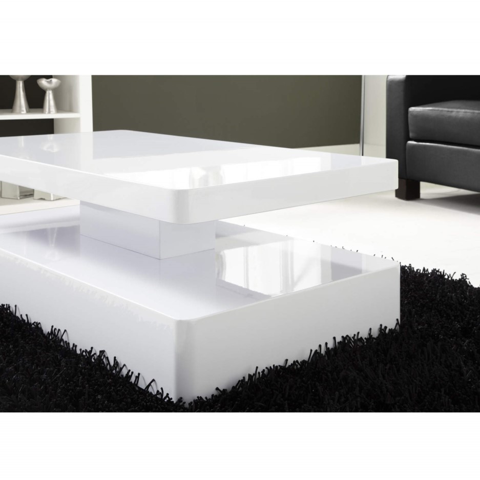 Tiffany White High Gloss Rectangular Coffee Table with LED Lighting