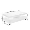 Rectangular White Gloss LED Coffee Table with Storage - Tiffany