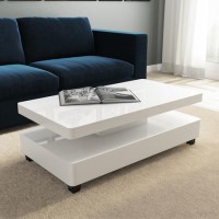 GRADE A2 - White Gloss Coffee Table with LED Lights - Tiffany