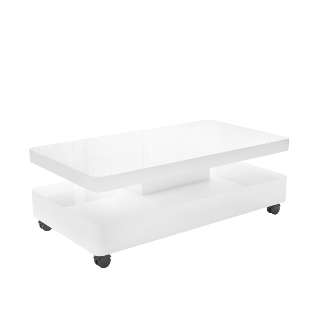 Rectangular White Gloss LED Coffee Table with Storage - Tiffany