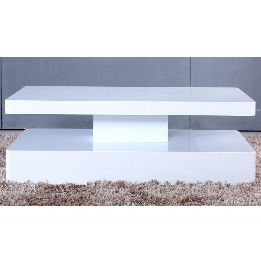 Tiffany White High Gloss Rectangular Coffee Table with LED Lighting 
