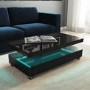 Rectangular Black Gloss LED Coffee Table with Storage - Tiffany