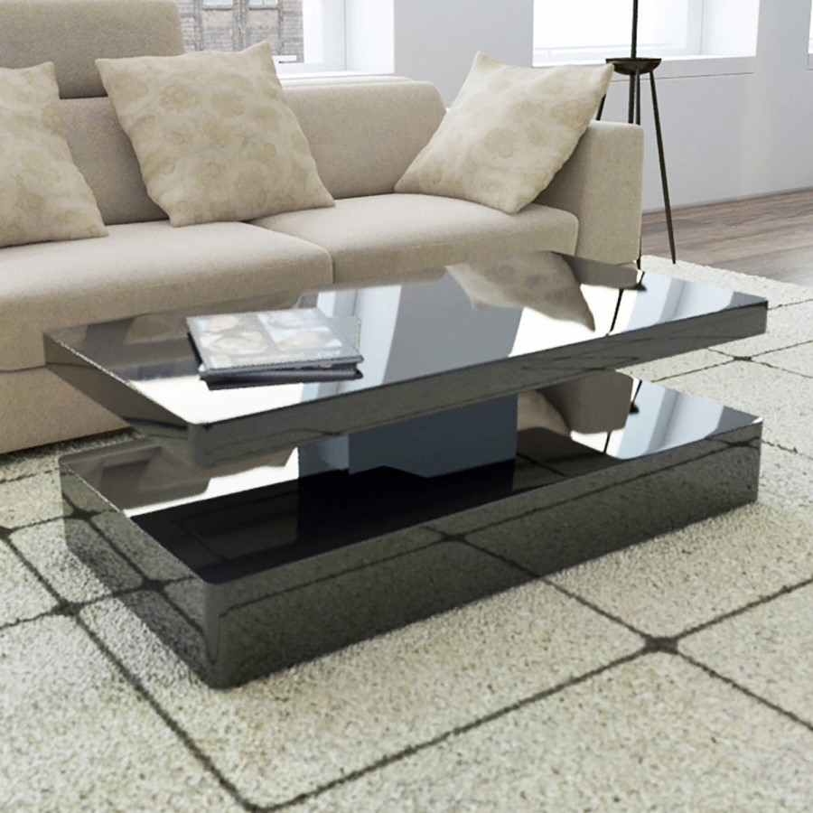 GRADE A2 - Tiffany Black High Gloss Rectangular Coffee Table with LED Lighting