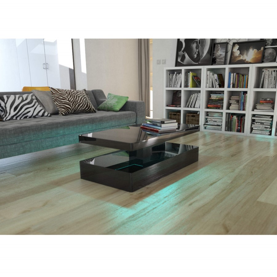 GRADE A2 - Tiffany Black High Gloss Rectangular Coffee Table with LED Lighting