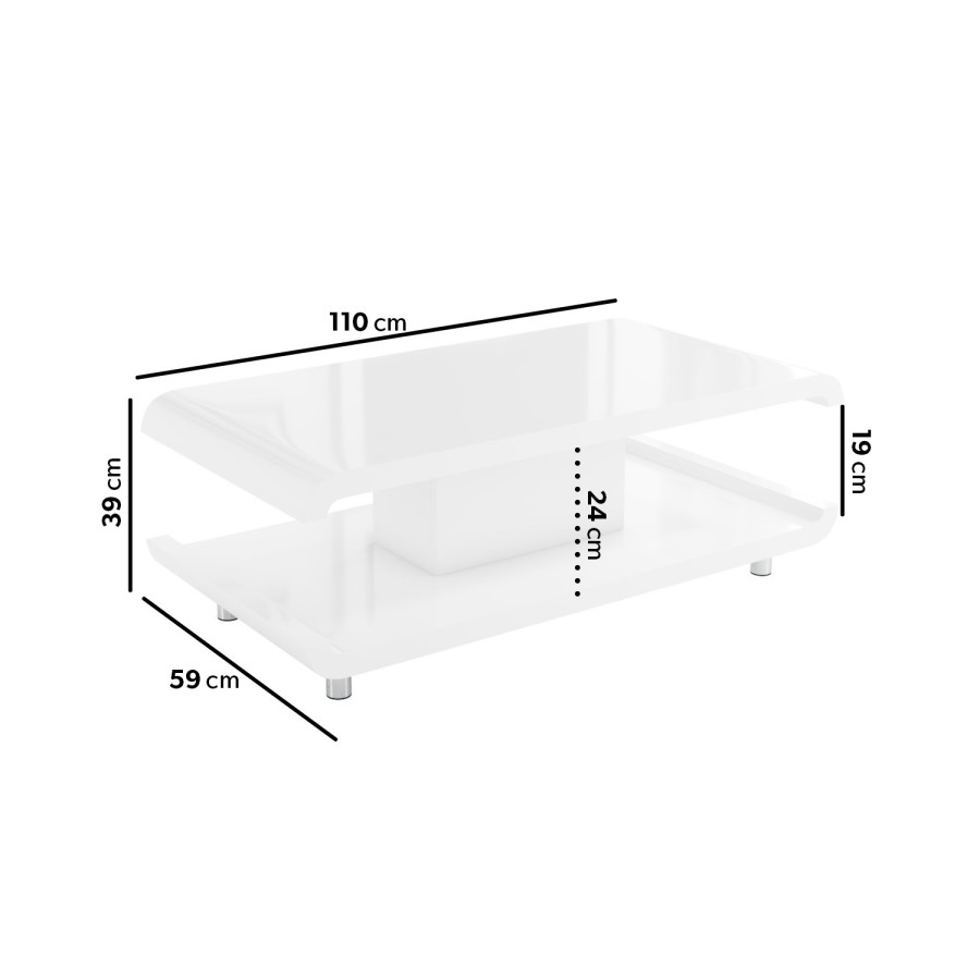Large White Gloss Coffee Table with Storage - Tiffany