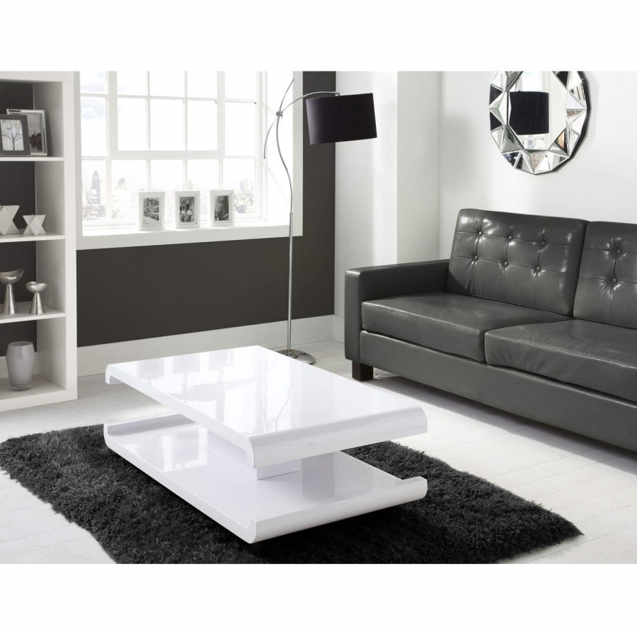 GRADE A2 - High Gloss White Coffee Table with LED Lighting - Tiffany Range