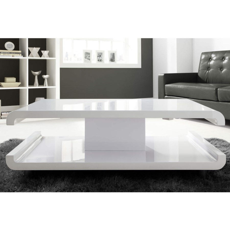 GRADE A2 - High Gloss White Coffee Table with LED Lighting - Tiffany Range