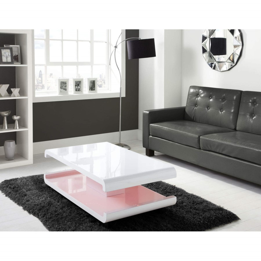 GRADE A2 - High Gloss White Coffee Table with LED Lighting - Tiffany Range