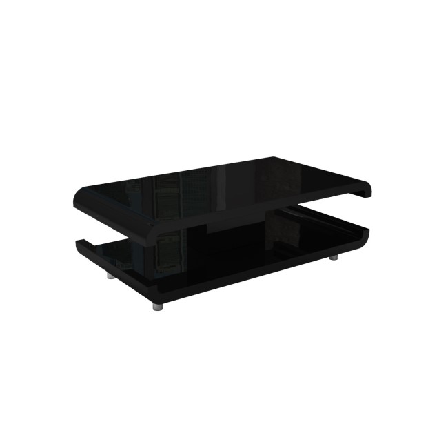 Large Black Gloss Coffee Table with Shelf - Tiffany