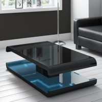 GRADE A2 - High Gloss Black Coffee Table with LED Lighting - Tiffany Range