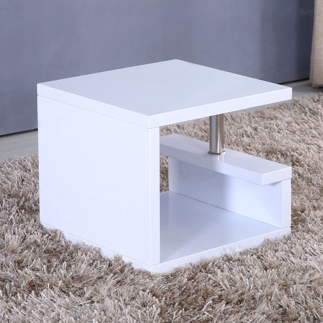 Artemis High Gloss White Side Table 