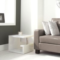 GRADE A1 - Tiffany High Gloss White Square Lamp Table
