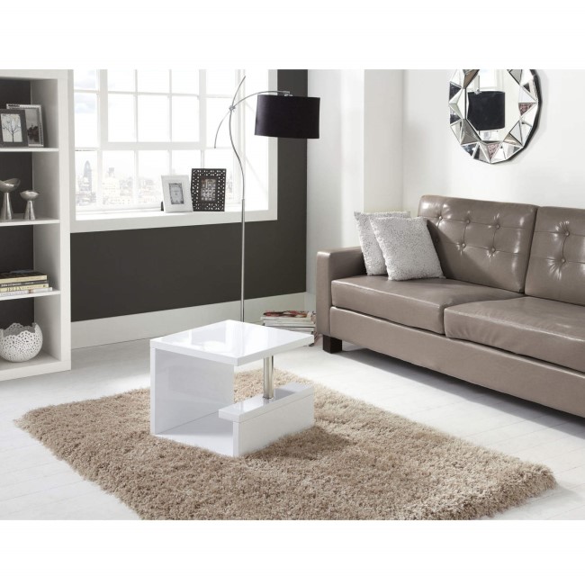 Artemis High Gloss White Side Table 