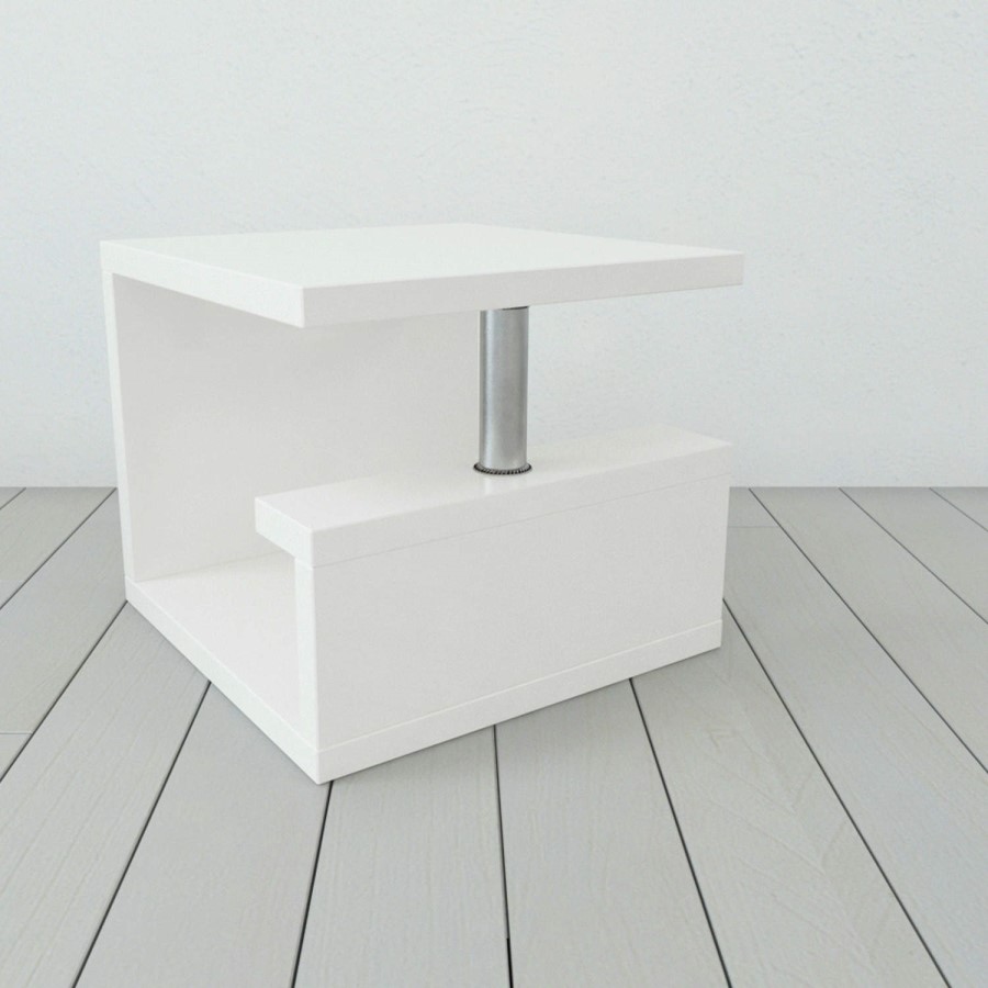 GRADE A1 - Tiffany High Gloss White Square Lamp Table