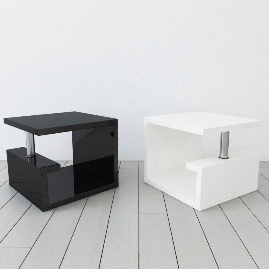 GRADE A1 - Tiffany High Gloss White Square Lamp Table