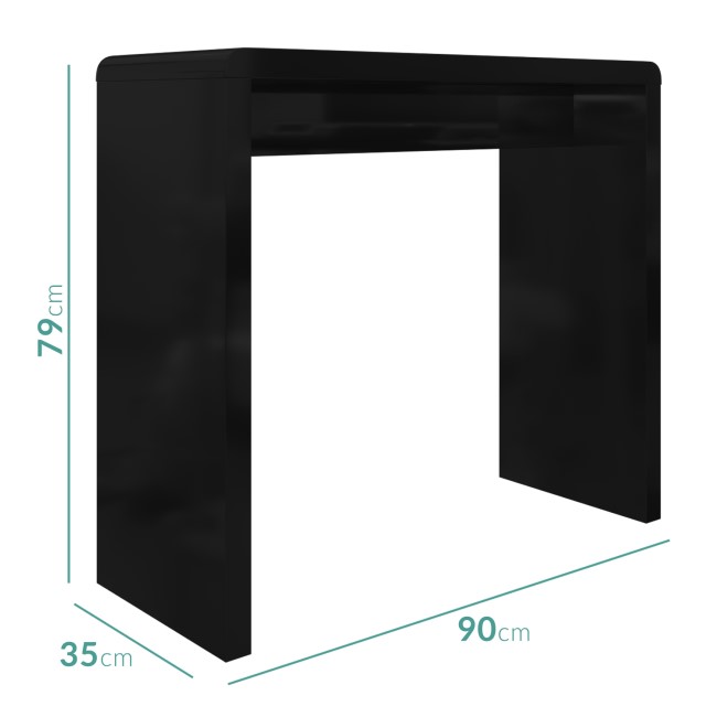 Narrow Black Gloss Console Table - Tiffany