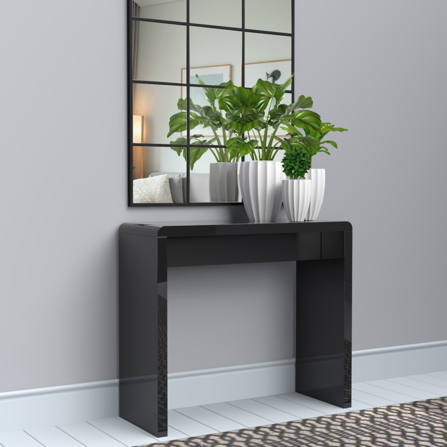 Tiffany Black High Gloss Narrow Console Table