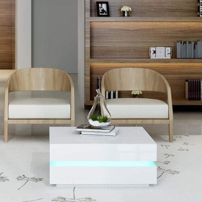 GRADE A2 - Tiffany  White High Gloss Cubic LED Coffee Table