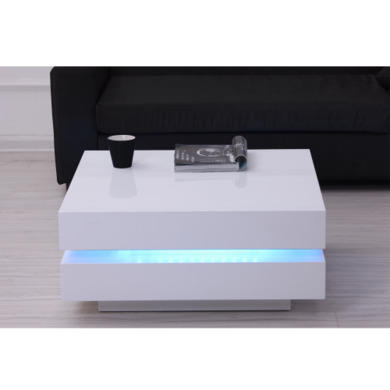 High Gloss White Coffee Table With Led Lighting Tiffany