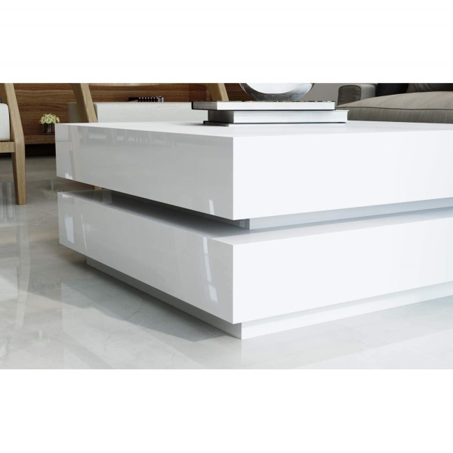 High Gloss White Coffee Table with LED Lighting - Tiffany Range