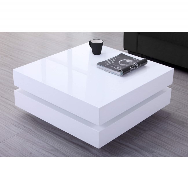 High Gloss White Coffee Table with LED Lighting - Tiffany Range